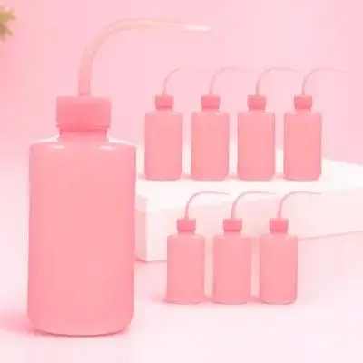 

8pcs 250ml Bend Mouth Bottle Cleaning Bottle Pink Squeeze Bend Mouth Anti-leak ABS Washing Tool Empty Container