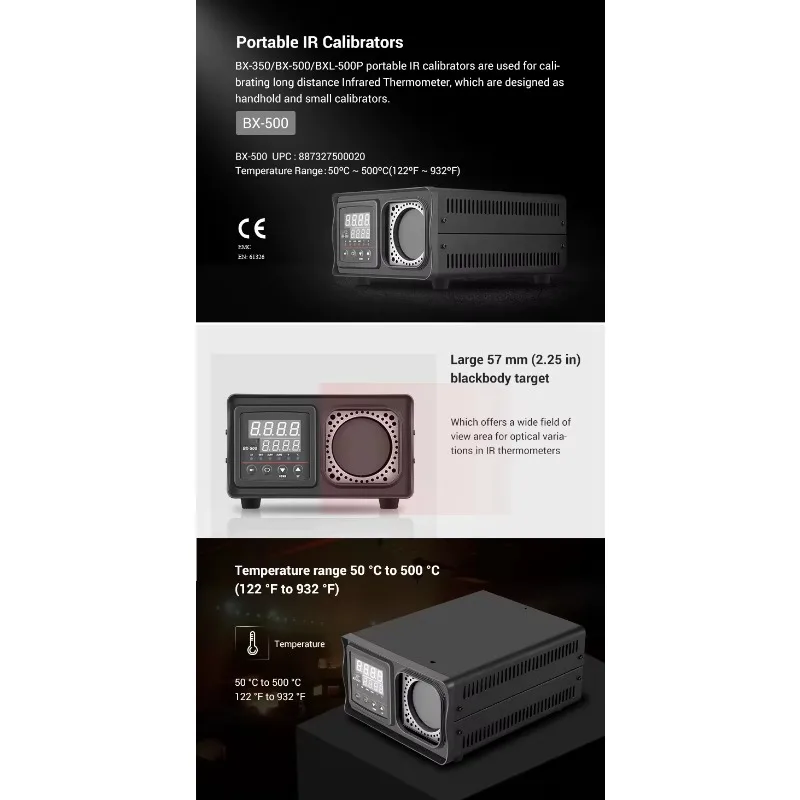 BX-500 Portable Industrial Thermometer Calibrator 500C/932F Black Body Temperature Instruments