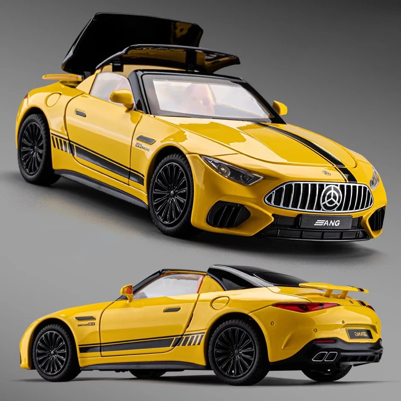 New 1:22 Benzs SL63 Supercar Alloy Die Cast Toy Car Model Sound and Light Children\'s Toy Collectibles Birthday gift