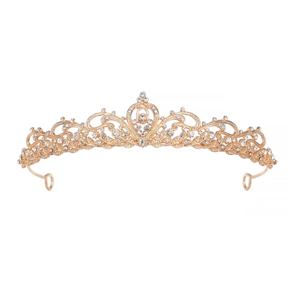 أغطية رأس الزفاف للسيدات باللون الذهبي مليئة بمزاج كلاسيكي تاج الزفاف لعيد ميلاد الفتاة التيجان المبهرة