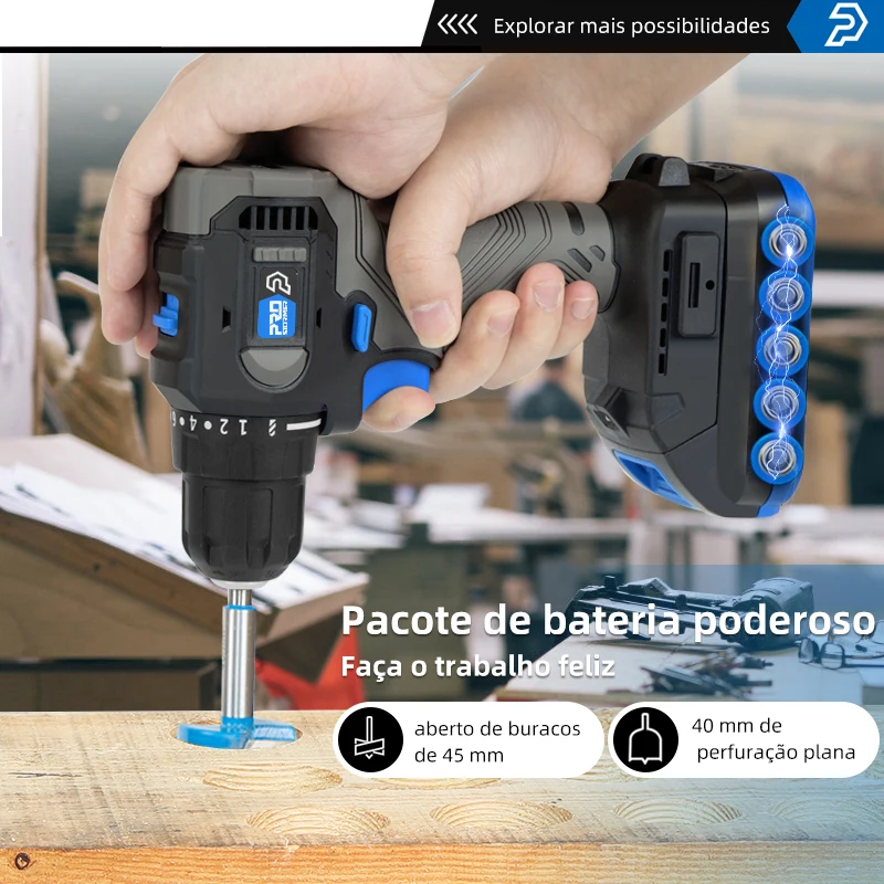 Brushless Electric Drill Cordless Screwdriver 16.8V/21V/20V, 35/40/45 Nm Li-ion Battery Power Driver  By PROSTORMER