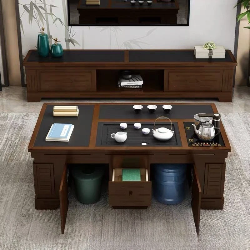 Kung Fu tea table, living room, simple household kettle, full set of office combination, tea making, integrated boiling water