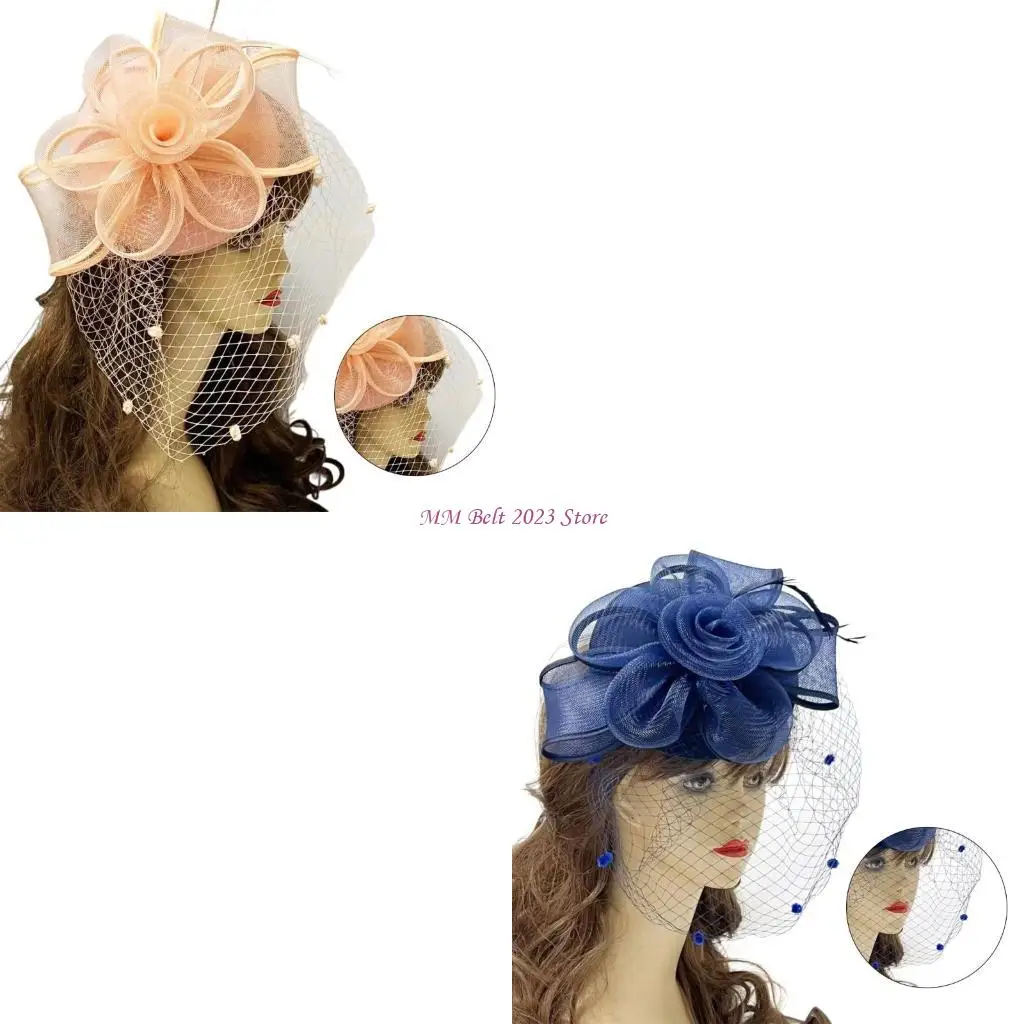 

49ME 20S Party Fascinator Hat for Party Wedding Women Flower Flapper Hat Fascinator Hair Pin Vintage Church Hat 20s
