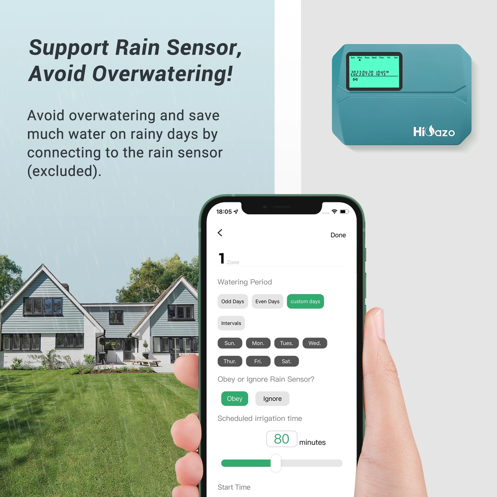 WIFI Garden Watering Timer Smart Sprinkler Controller Drip Irrigation System 8-Zone Water Controller Seasonal Adjust