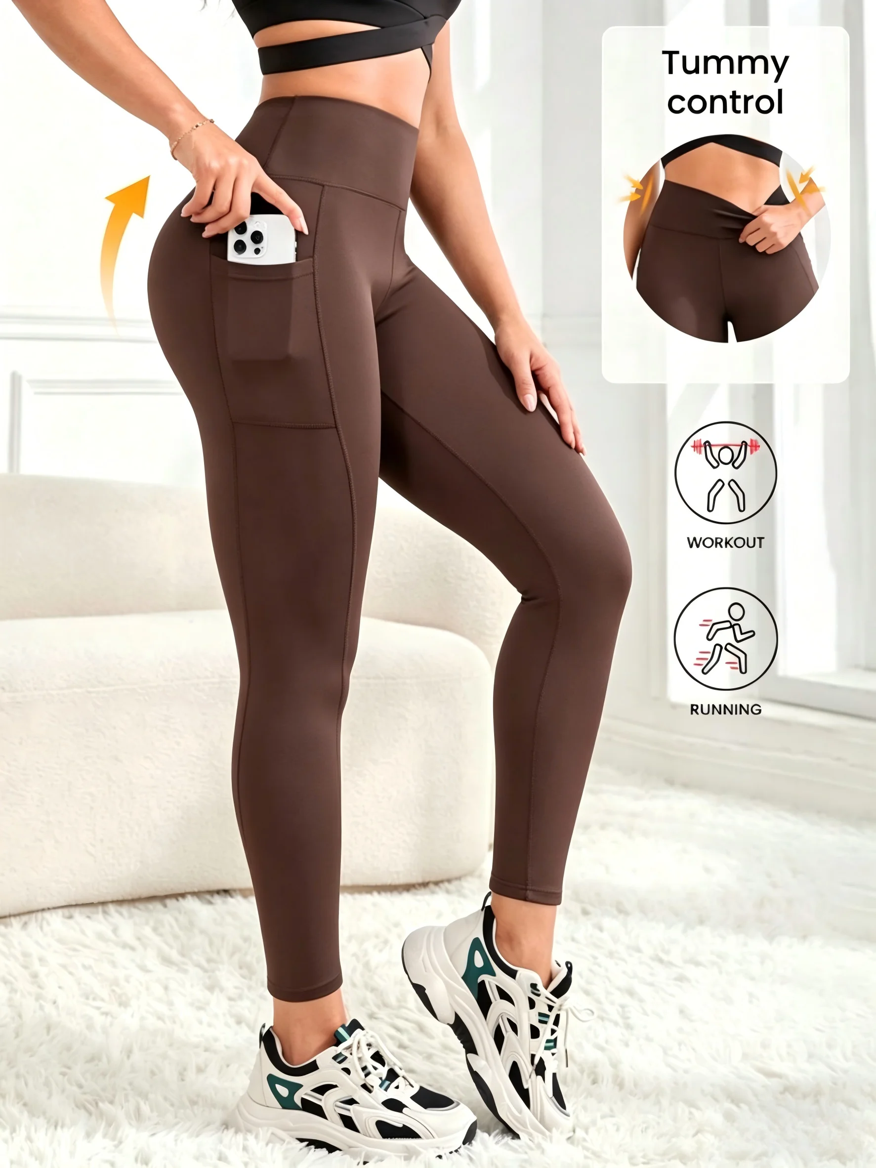  Butt Lifting Yoga Pants with Pockets Women High Waisted Scrunch Tights Gym Leggings