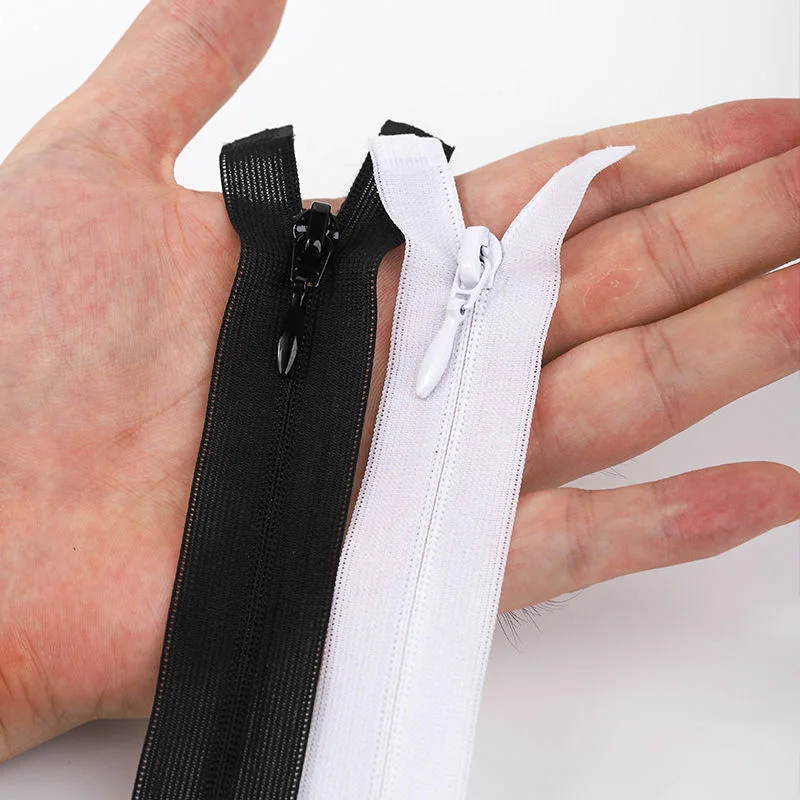 3# 30cm-90cm Black White Nylon Zippers Invisible Auto Lock Open End Hidden Zipper DIY Garment Clothing Sewing Accessories