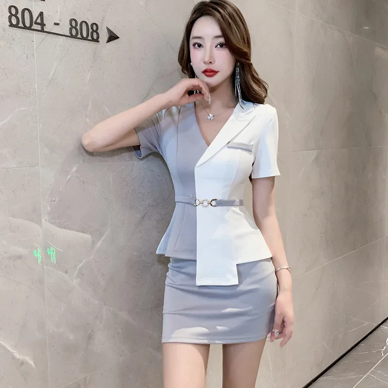 Woman Work Clothes Shirt Short Skirt Suit Hotel Waiter Beauty Salon Spa Massage Nail Cafe Foot Bath Technician Overalls Uniform