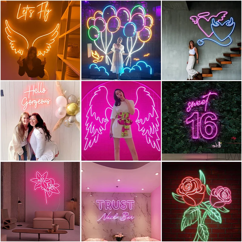 Sinal de néon personalizado vip led sinais de néon letras led divididas sinal de luz de néon personalizado para festa de casamento barra diy nome pessoal logotipo salão de beleza