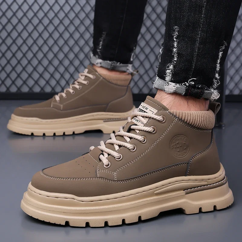 VIPOL Men's Boots High Top Casual Sports Shoes for Men Designer Anti-Slip Ankle Boots Outdoor Thick Sole Men Working Boots