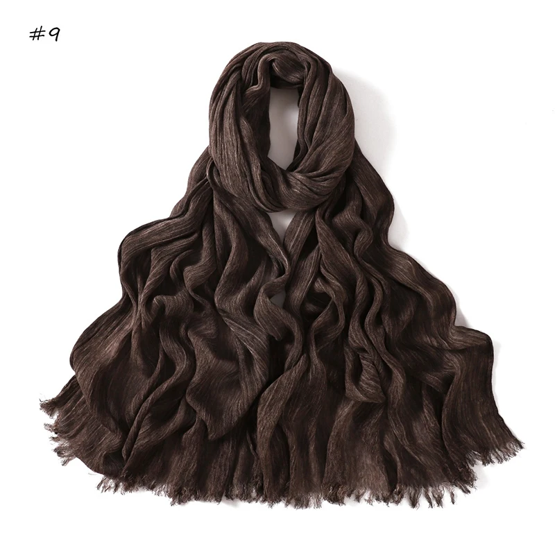 180*65cm Tie-dye Crinkle Rayon Hijabs für Frauen Muslimischen Schal Schals Plain Damen Atmungsaktive Stirnband Femme turban Ramanda – Detail 16