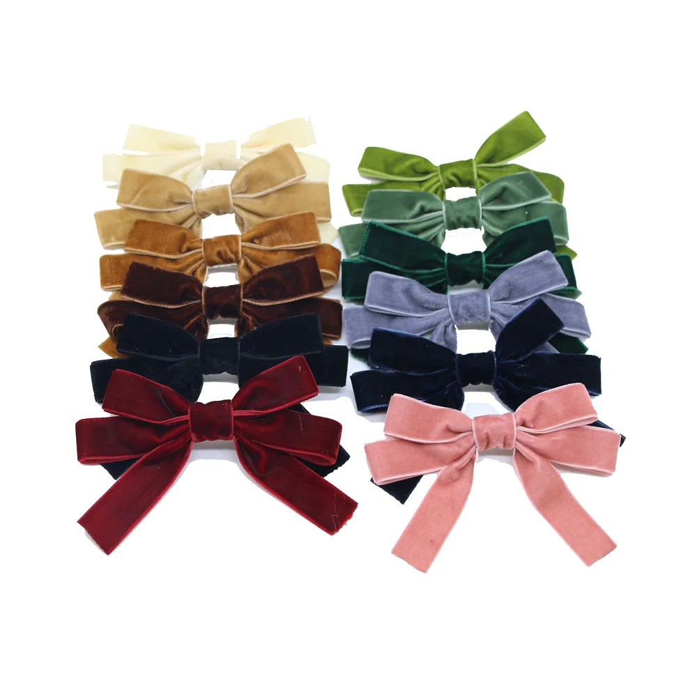 A10 New winter velvett  bow elegant headband fashion children hairband hair accessories baby clip OEM