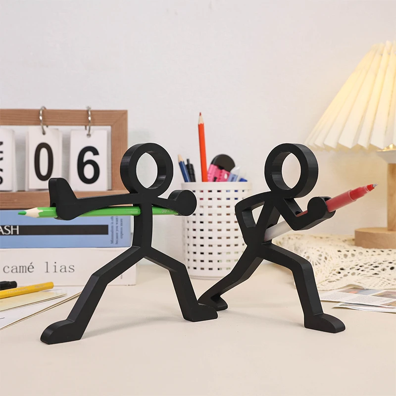 3D Printed Stick Figure Pen Holder Creative Stickman Pencil Display Stand Funny Desk Organizer Home Office Table Decor