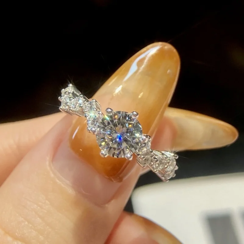 

DWJ 1CT Real Moissanite Diamond Wedding Gemstone Rings for Women Gifts 925 Sterling Silver Luxury Designer New in Fine Jewelry