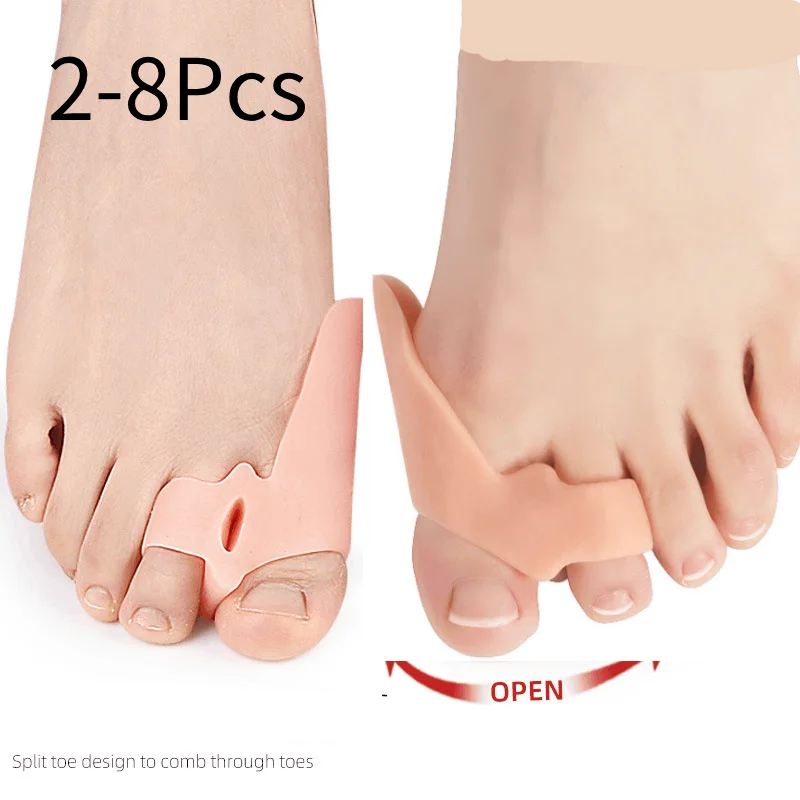 

2-8Pcs Silicone Toe Separators Orthopedic Hallux Valgus Hammer Toe Pedicure Correction Straightener Protector Finger Foot Care