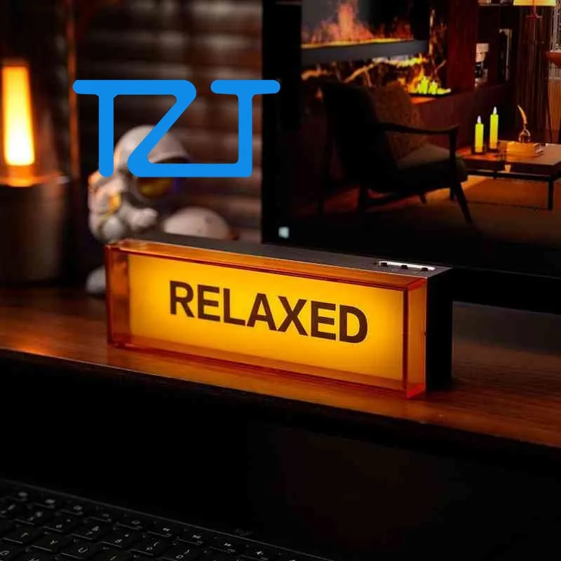 TZT 3.6W 6500K LED Lamp Sign Ambient Light Desktop Ornament Gift (RELAX-Green/RELAXED-Orange Shade) for Family Friends