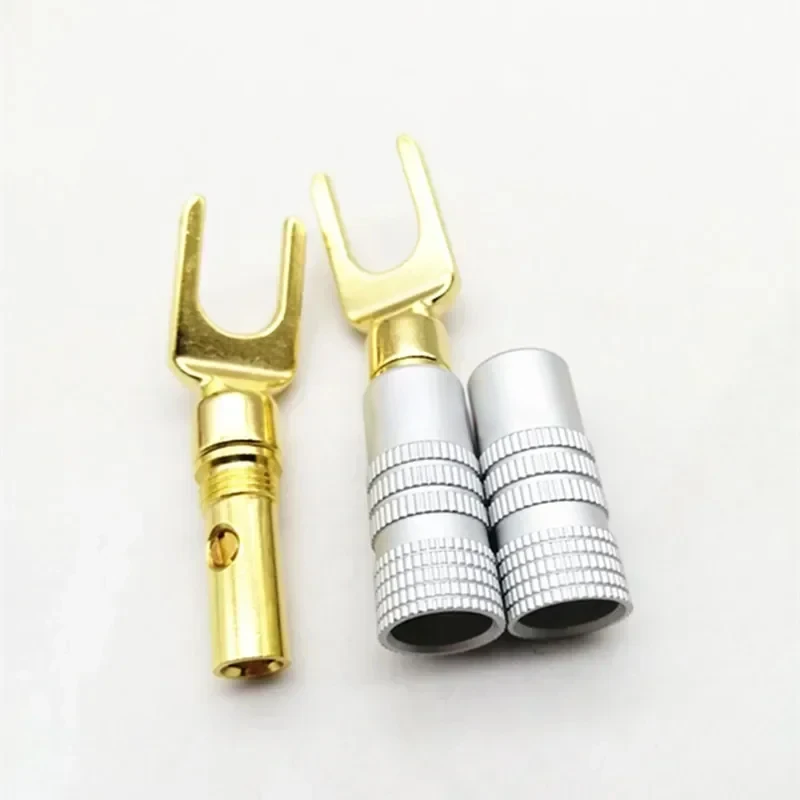 4/8/12Pcs Gold plated Y U Shape Banana Plug Audio Speaker Plugs Screw Fork Spade Cable Wire Connector