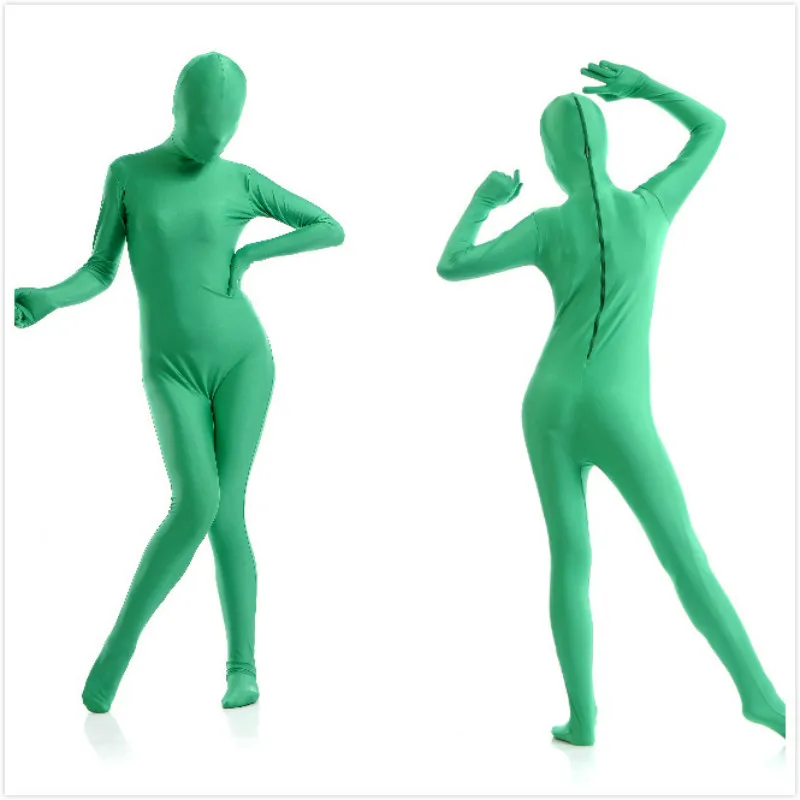 Kostenloser Versand mehrfarbige Zentai Ganzkörper Haut Anzug Catsuit Zoll Schritt Reiß verschluss Party Kostüme maßge schneidert für Plus Size