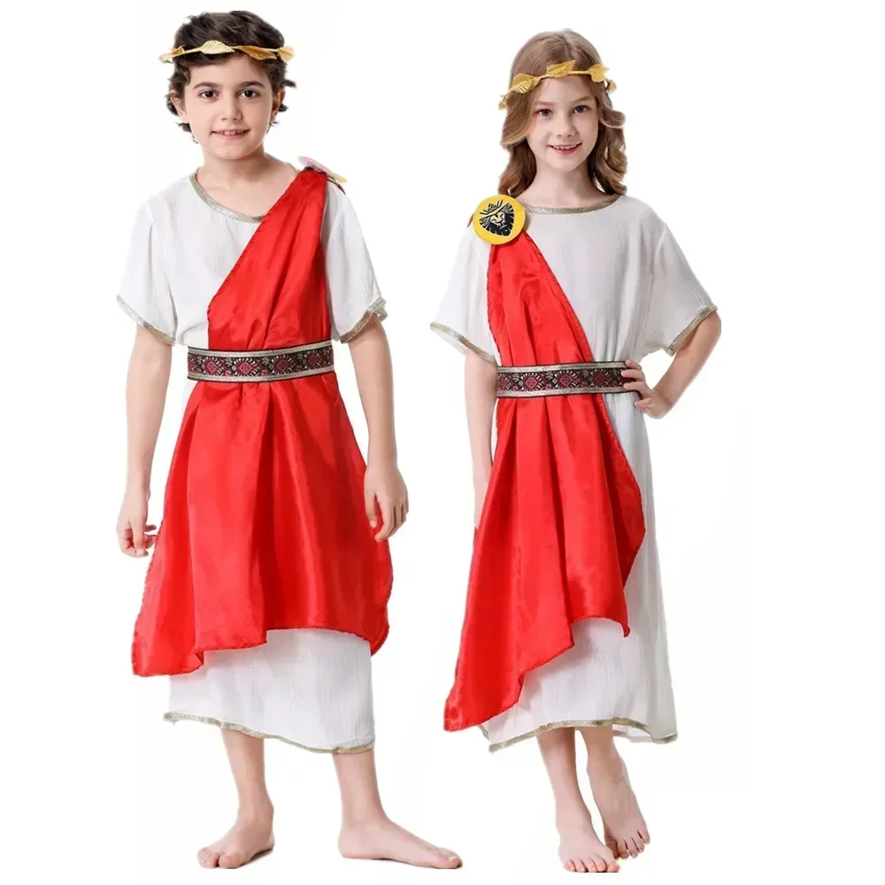 Middeleeuws Kind Oude Romeinse Spartaanse Krijger Kostuum Halloween Kinderen Cosplay Griekse God Griekse Godin Gewaad Kinderen Verkleedkleding