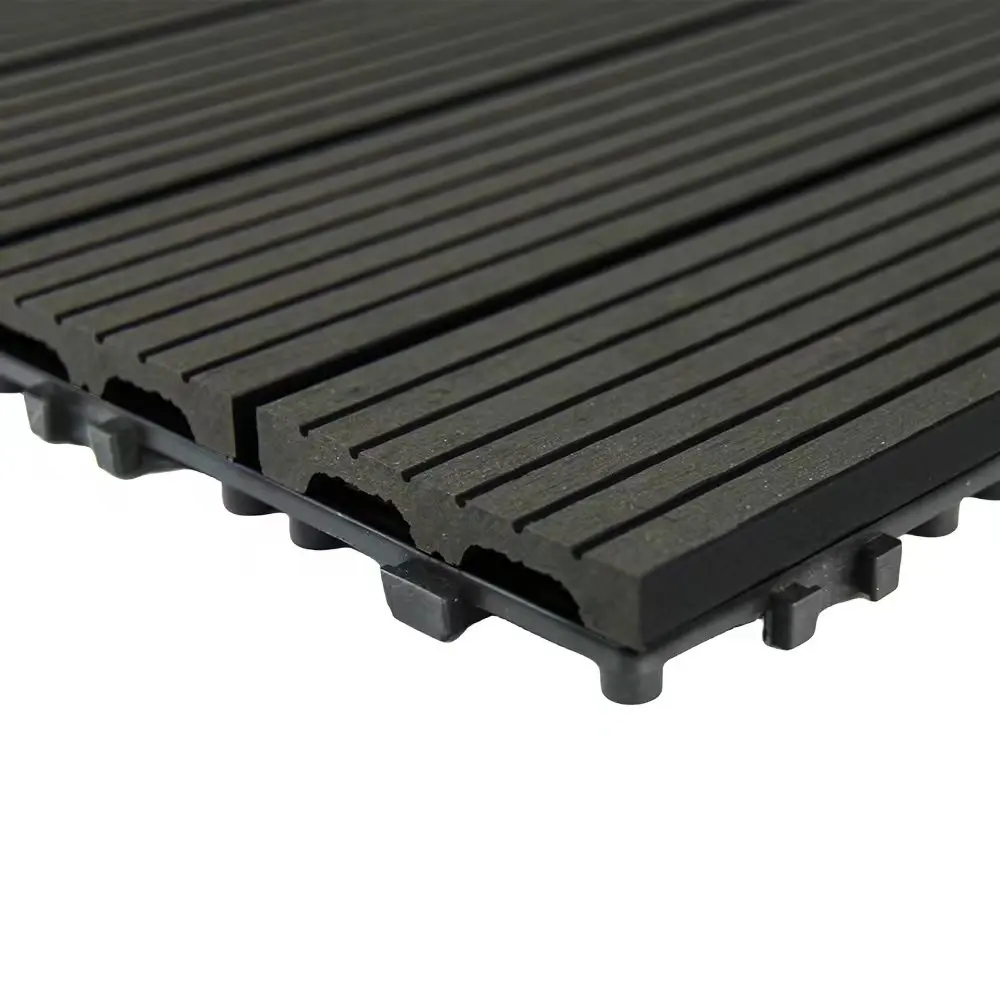 DIY Self-laying WPC Interlocking Floor Tiles Solid Co-extrusion Outdoor Decking Waterproof Anti-slip Composite Tiles For Terrace