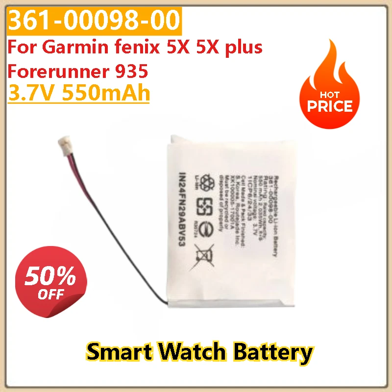 

Brand New 3.7V 550mAh High Quality Smart Watch Battery 361-00098-00 for Garmin fenix 5X 5X plus Forerunner 935