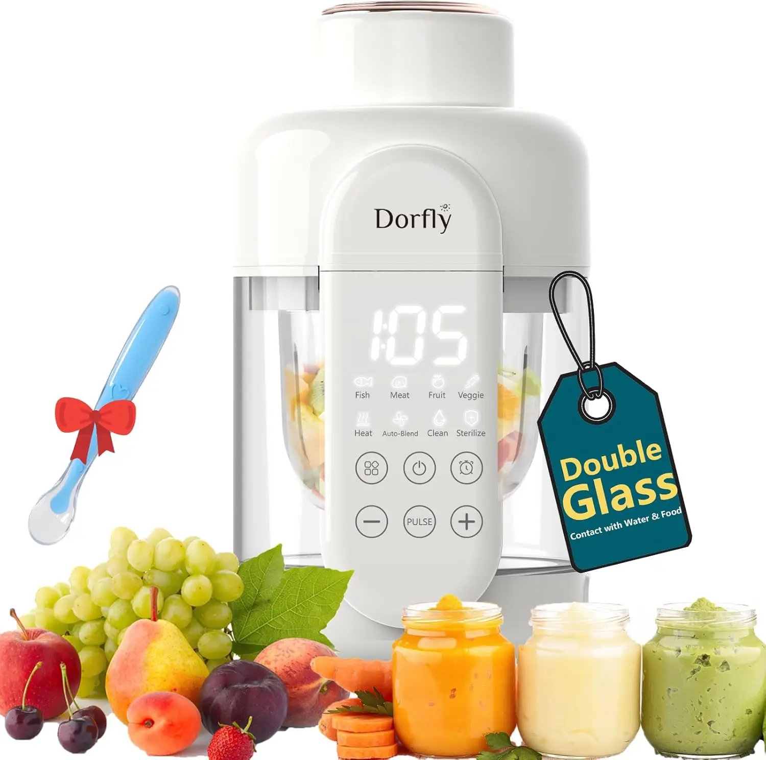 

9-in-1 Baby Food Maker: Glass Steamer & Blender, 12oz, Self-Cleaning, Timer