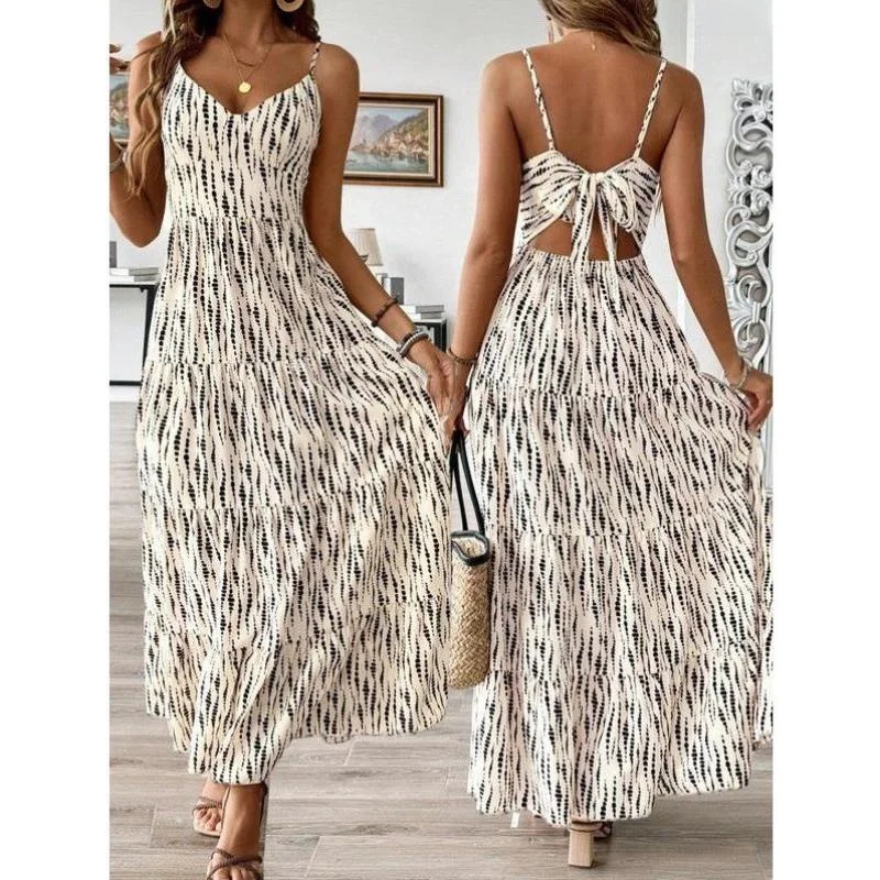 

Women's Full Print ter Ne Strap Dr Knot Waist Casual Sport Suit Seven Sve Length Autumn Season Faion Dr