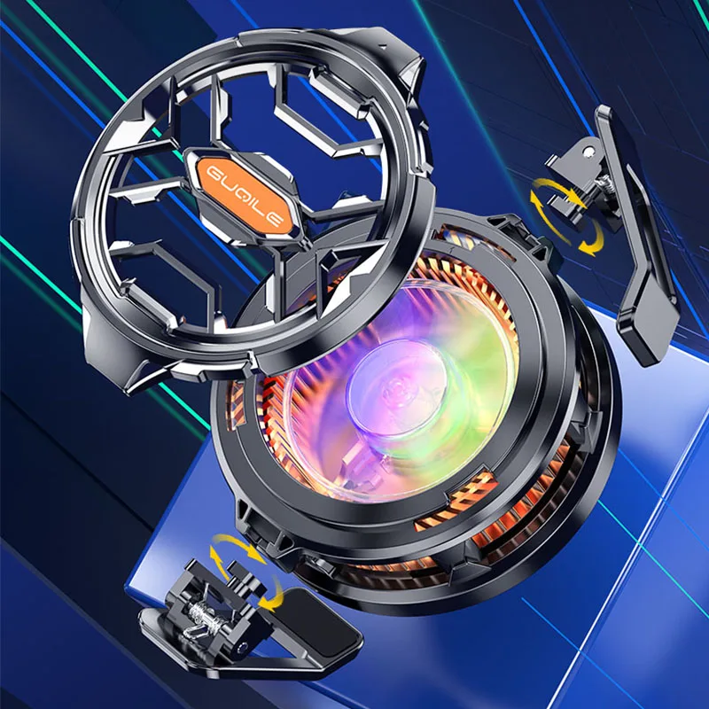 Radiador do refrigerador do telefone móvel, 15W Refrigeração forte, FS03, Clipe magnético e rotativo, Quit Iluminação 7 cores