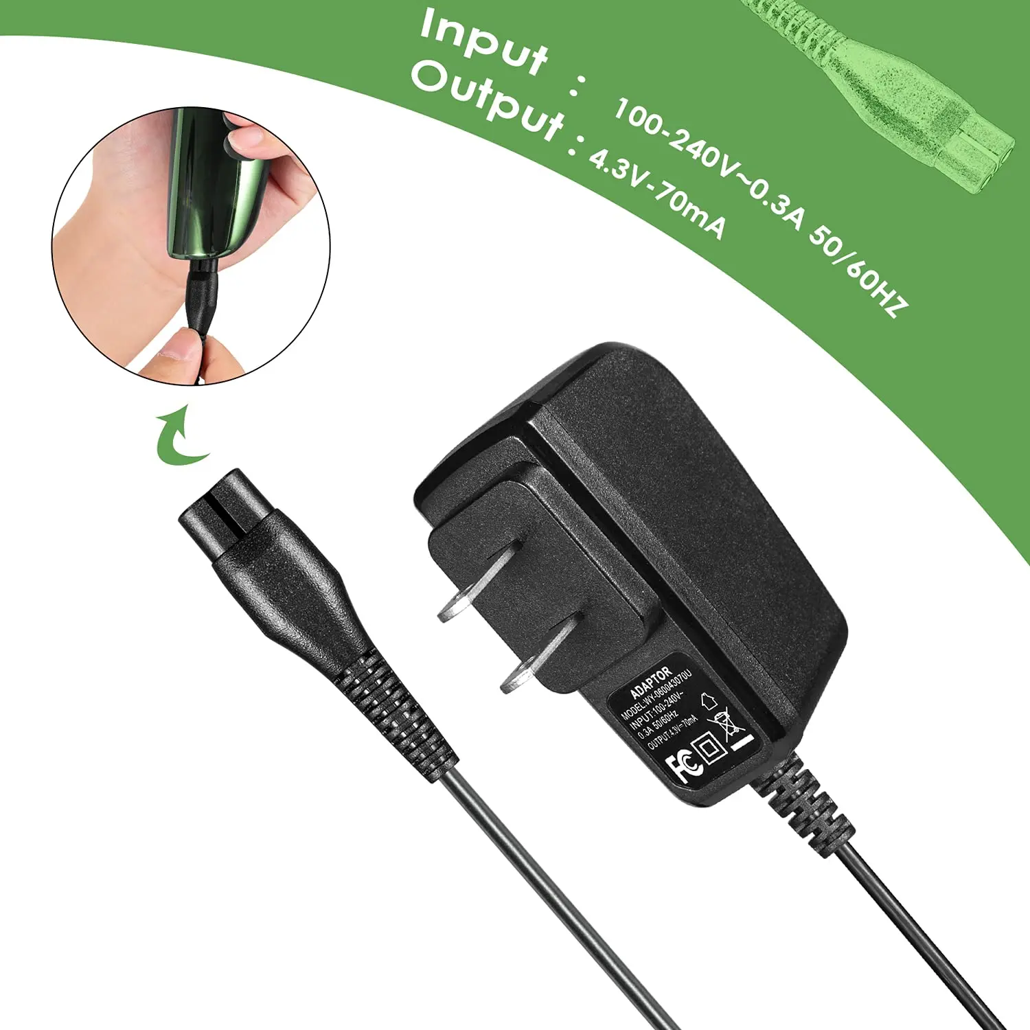 4.3V A00390 Shaver Charger Replacement Compatible with Philips One Blade QP2520, QP2520 / 90, QP2520 / 70, QP2520 / 72 Hybrid