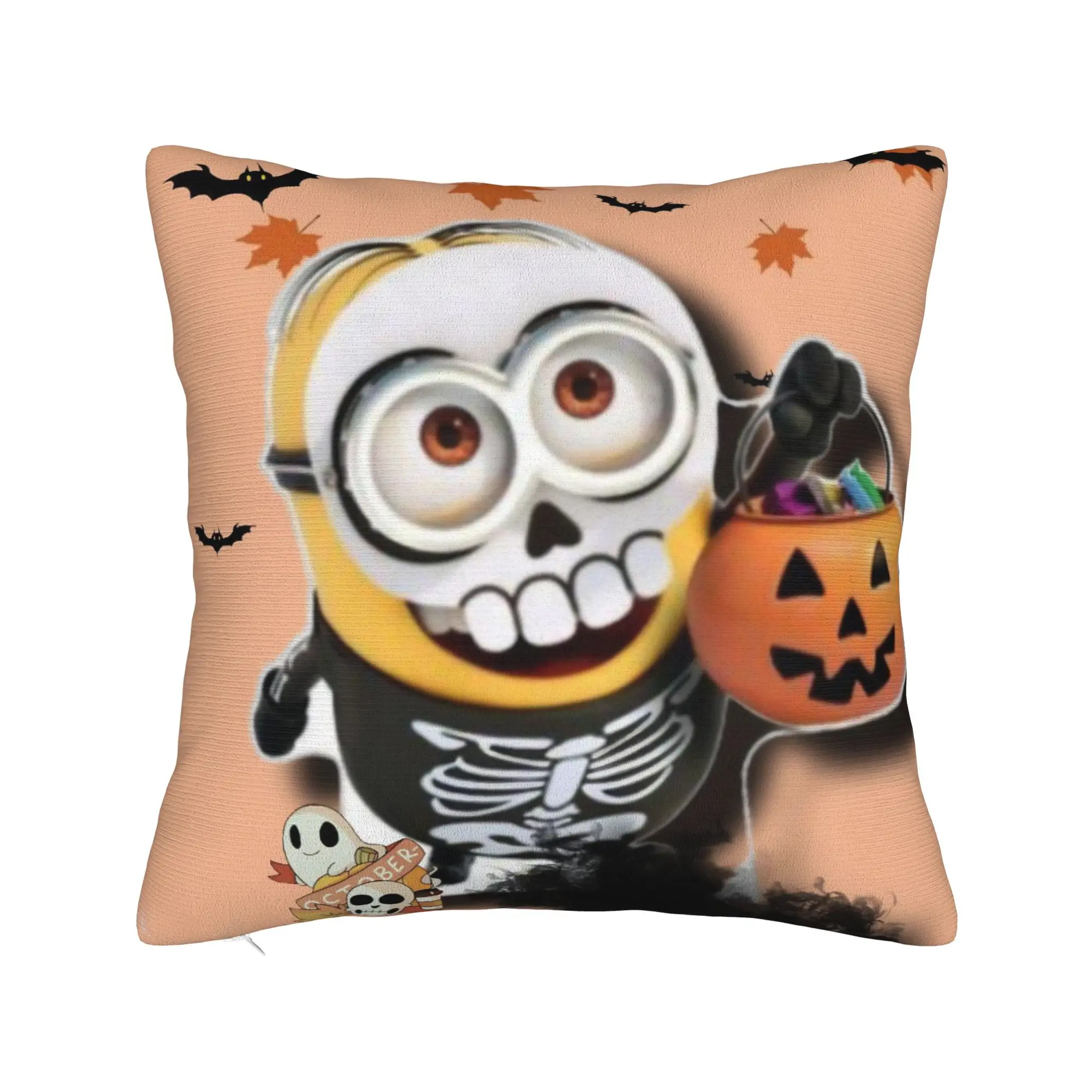 M-Minions-s Skull Halloween Pumpkin Pillowcase Printing Cushion Cover Decorations  Throw Pillow Case Cover Seat Square 45*45cm