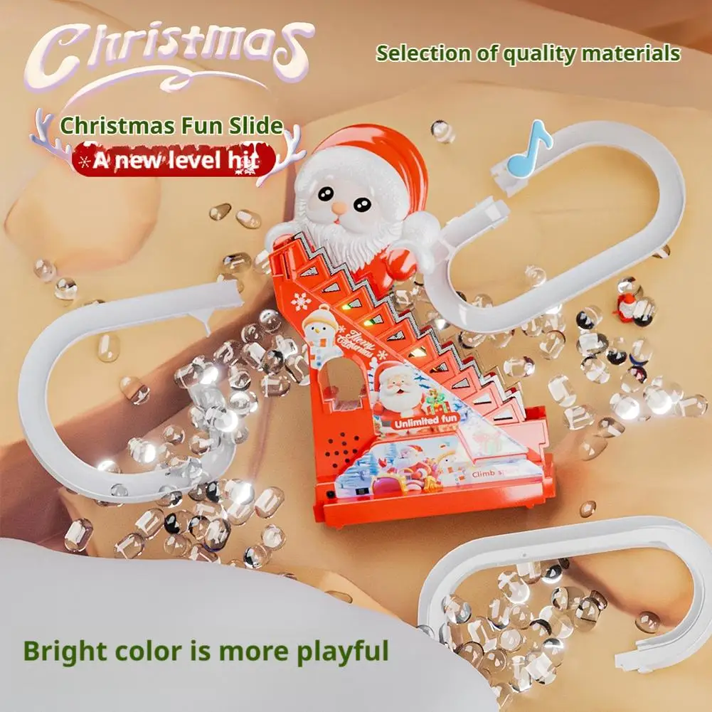 Santa Climbing Stairs Toy, Electric Slide Santa Toy With Light And Music Toy Christmas Toys For Boys Girls Toddler Children