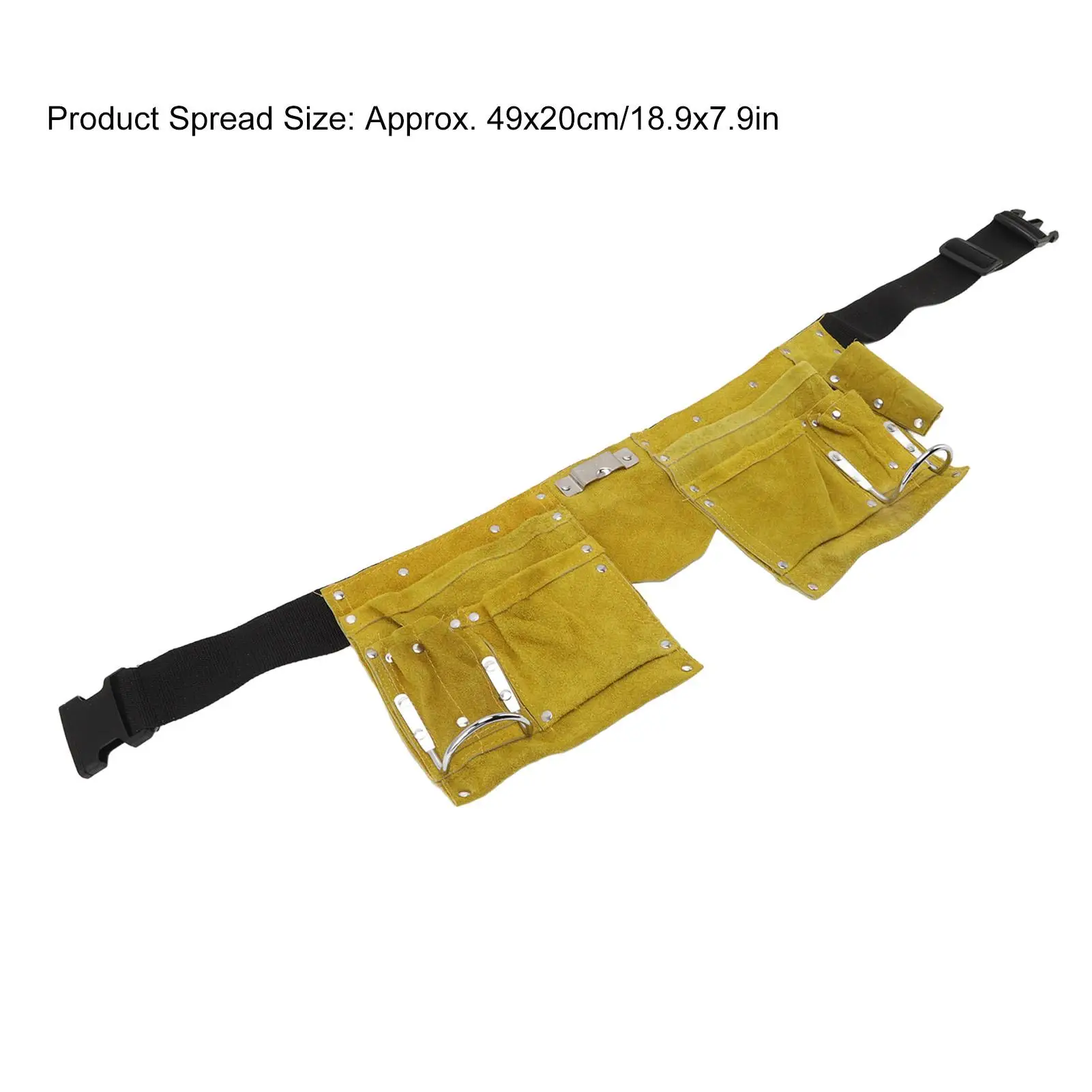 حزام أدوات جلدي بجيوب متعددة وإبزيم سريع التحرير محمول للأعمال الخشبية #6