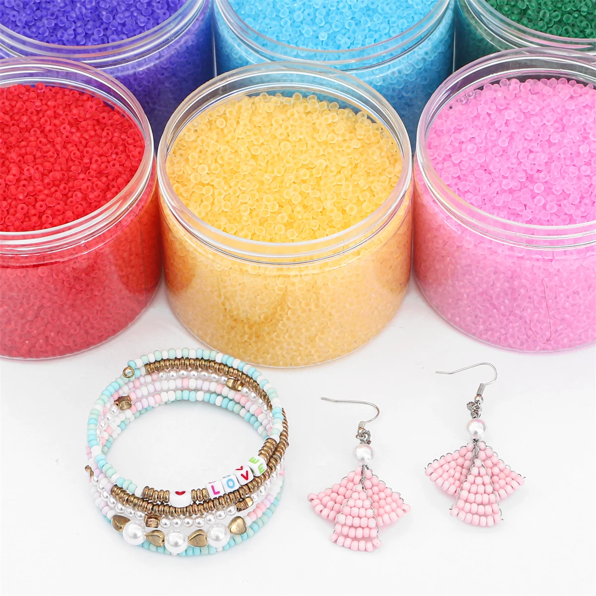 About1980 Pcs Domestic Super High Quality Transparent Frosted Glass Rice Beads Unique Loose Beads Handmade DIY Making Jewelry Ne