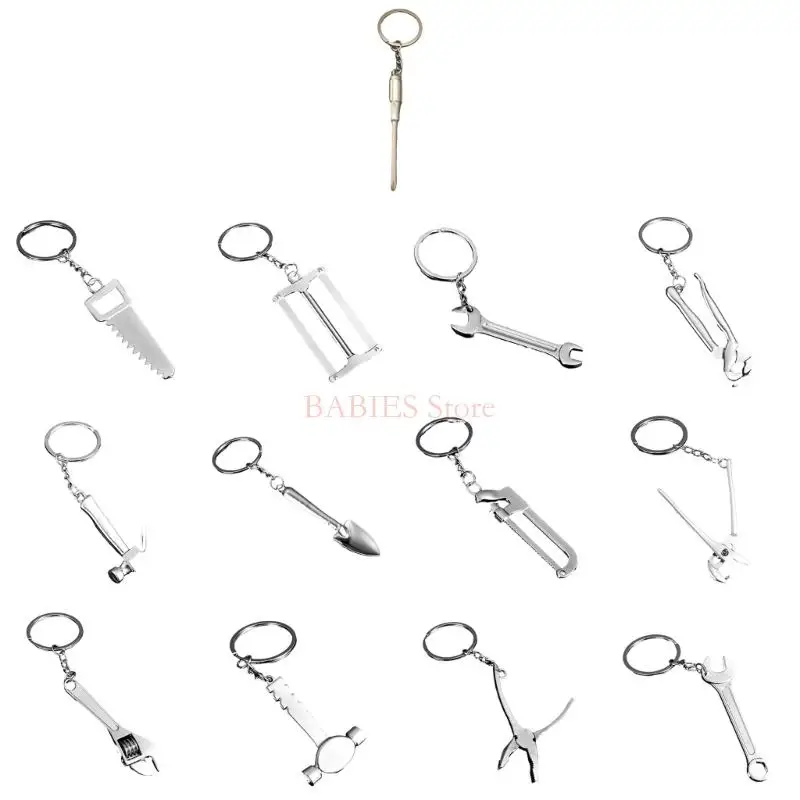 C9GB 5pcs Mini Hammer Keychains For Keys Or Small Items for Kids Teens Adults Portable and Versatile Metal Keyrings Silver