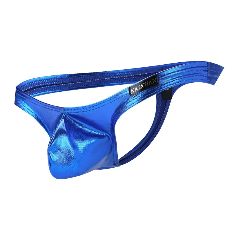 Men's Underwear Patent Leather Sexy Thong Low Waist U-Shaped T-Back