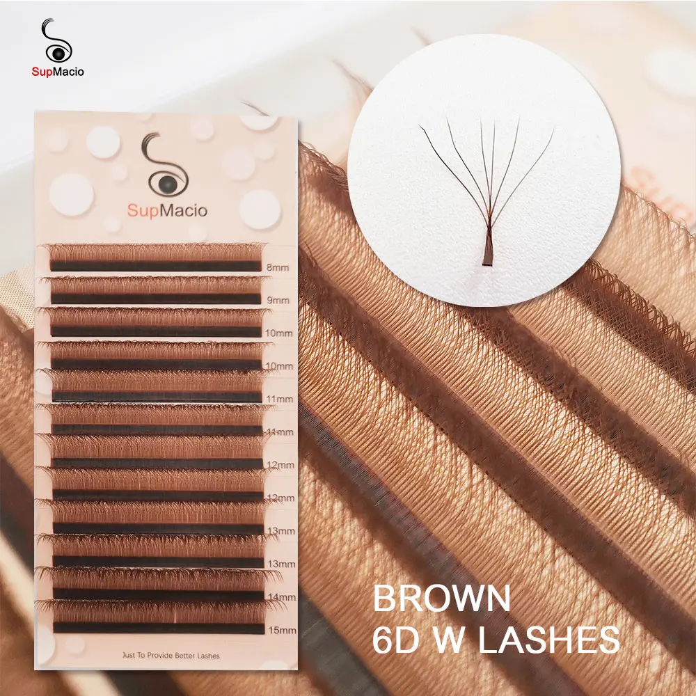 Supmacio Dark Brown 6D W Lashes Mixed 0.07MM Cilios Marrom 6DW Eyelash Extension Volume Fan Lash Extensions