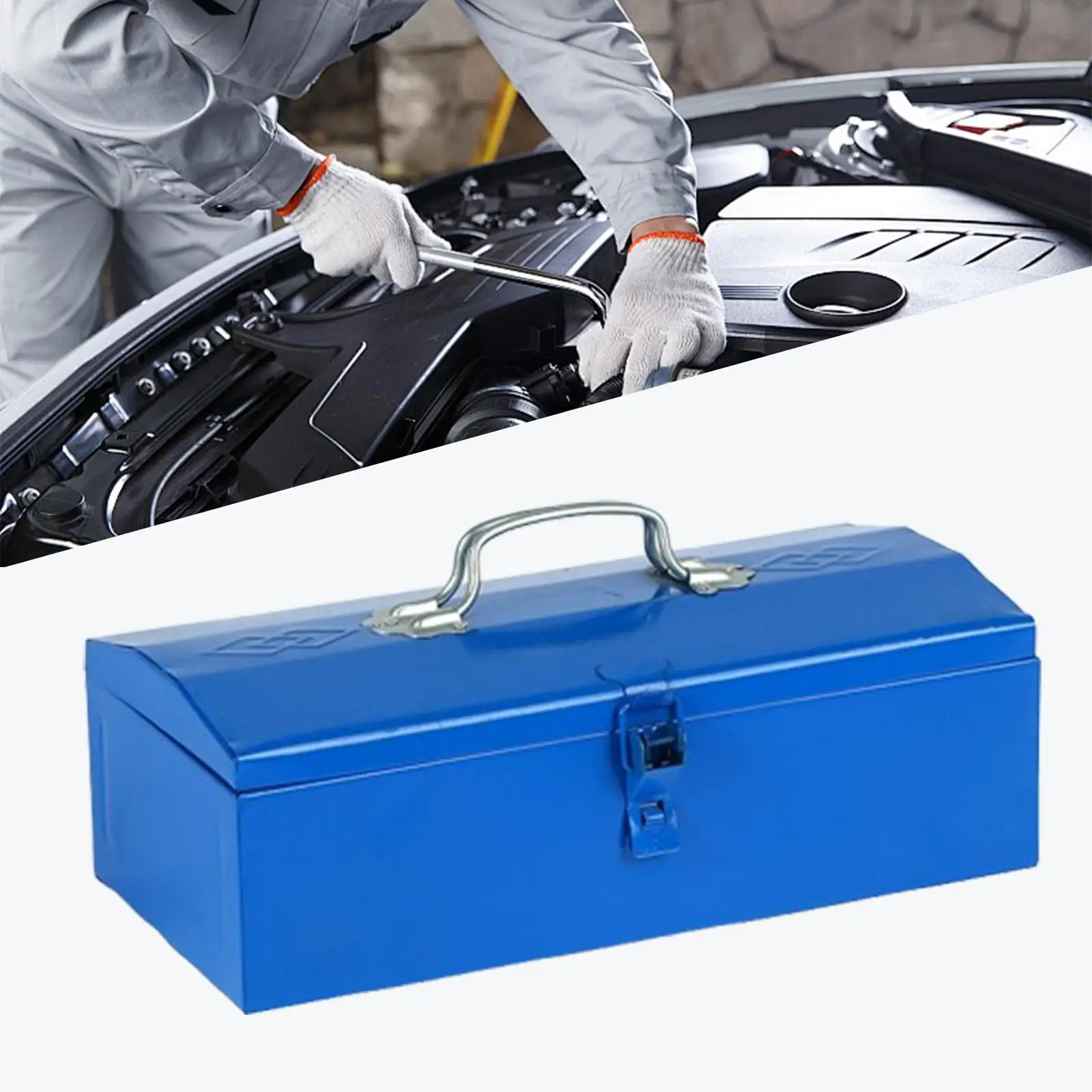 Metal Tool Box Hardware Tool Case Large Capacity Latch Closure with Handle Repair Tool Storage Box Tool Organizer for Garage