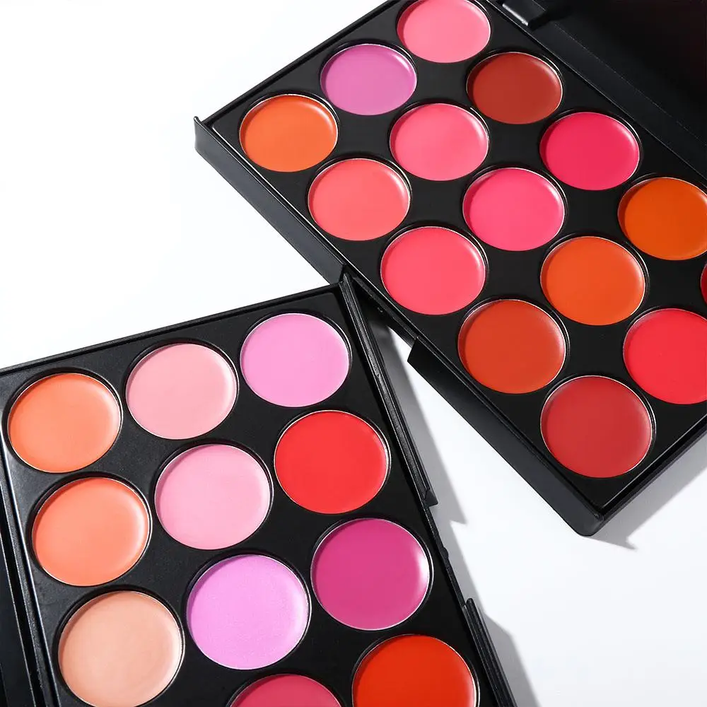 Beauty Non-Sticky Cup Matte Lipstick Palette Long Lasting Waterproof 15 Color Lip Gloss Palette Nude Pink Red Lips Makeup Tool