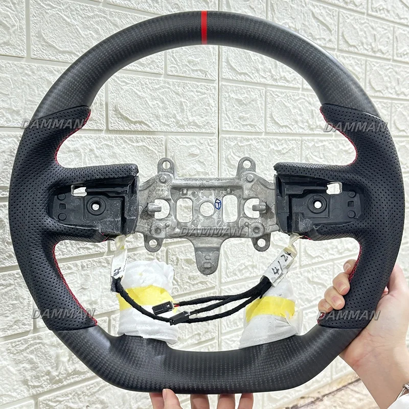 

Matte Carbon Fiber Car Steering Wheel For Dodge RAM TRX 1500 2018 2019 2020 2021 2022 2023 2024 Dodge RAM Preforated Leather