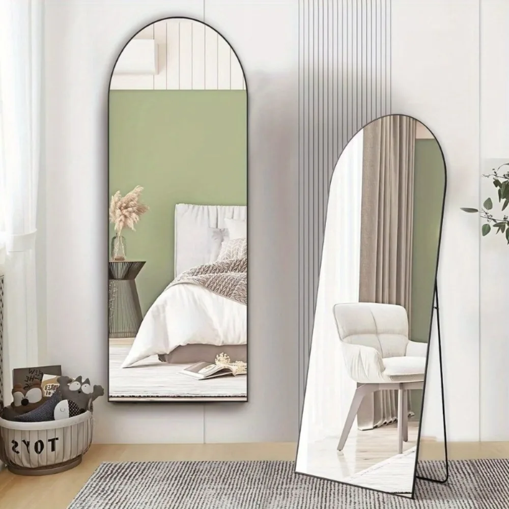 Full Length Arched Mirror, 21 "x64" Shatterproof Vitreous Wall Mirror, Floor-to-Floor, Hanging, Large High Arched Mirror