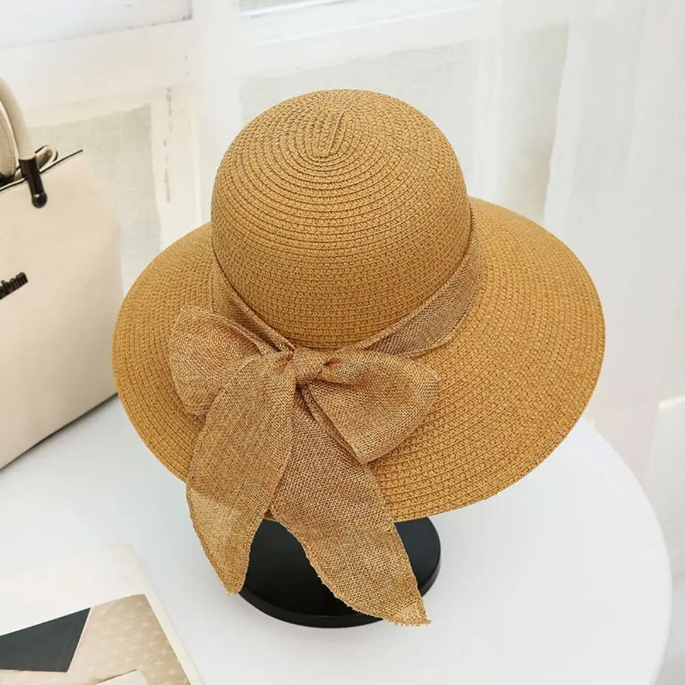 Fashion Flat Bowknot Panama Lady Hat Summer Hats For Women Sun Hat Beach Ladies Sun Hats For Women Straw Hat