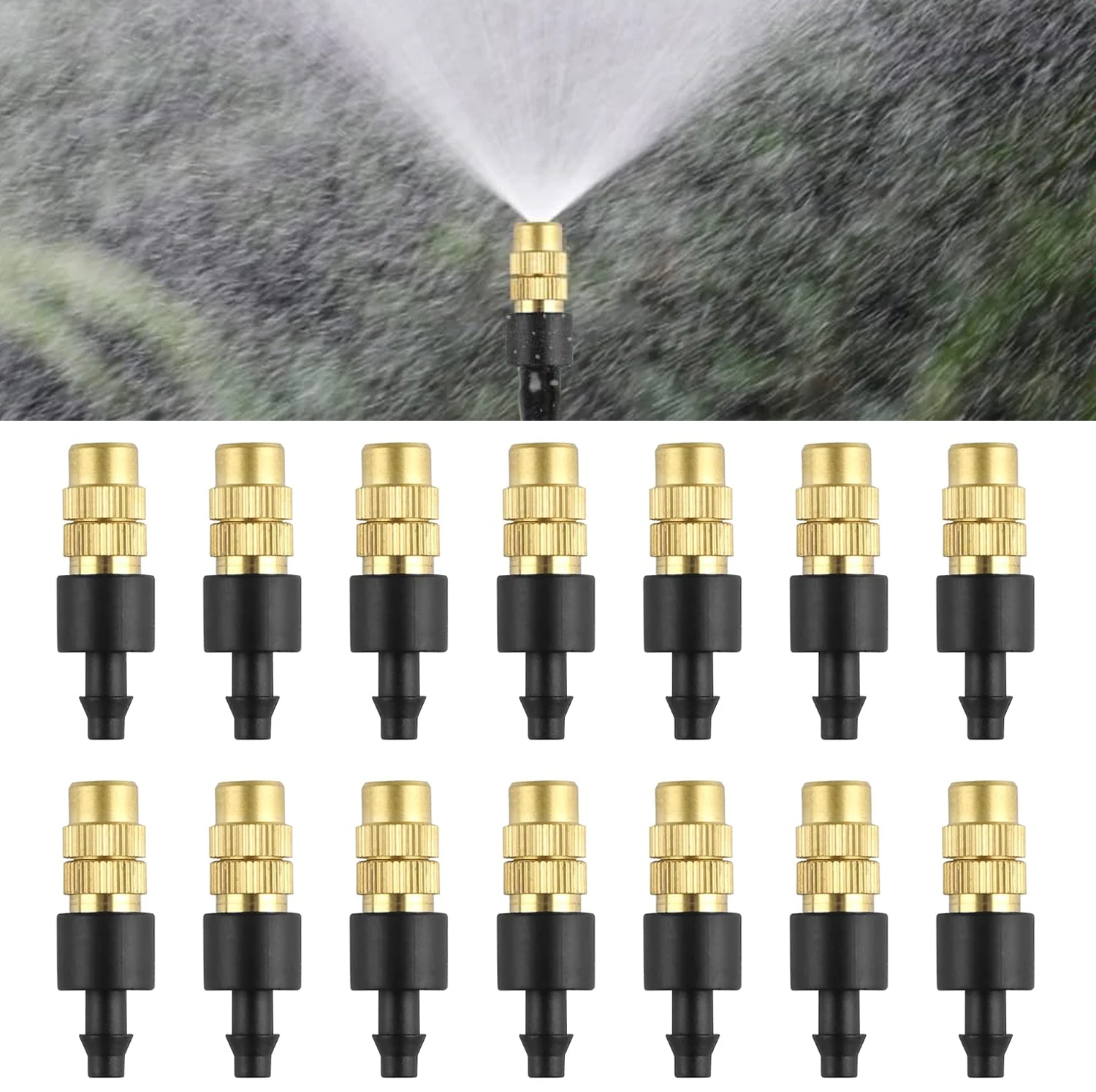30/50pcs Adjustable Copper Atomizing Nozzles, 4/7mm Drip Irrigation Sprayer, Garden Cooling Sprinkler for Lawn Vegetable Garden