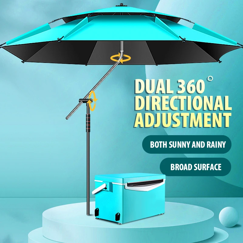 2.4m-2.6m Stainless Steel base Fishing Umbrella Folding Beach Sunshade Thickened Universal Garden Parasol windproof Outdoor