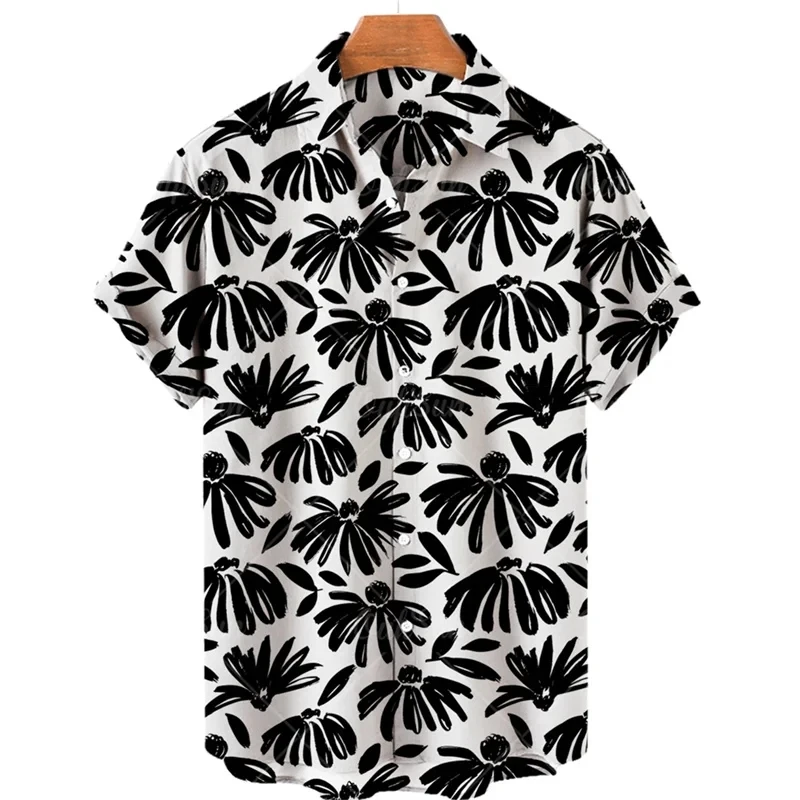 New Men's Summer Casual Shirt Flower and Grass 3D Printed Hawaiian Shirt Neutral Street Leisure Sports Short sleeved Top K0043