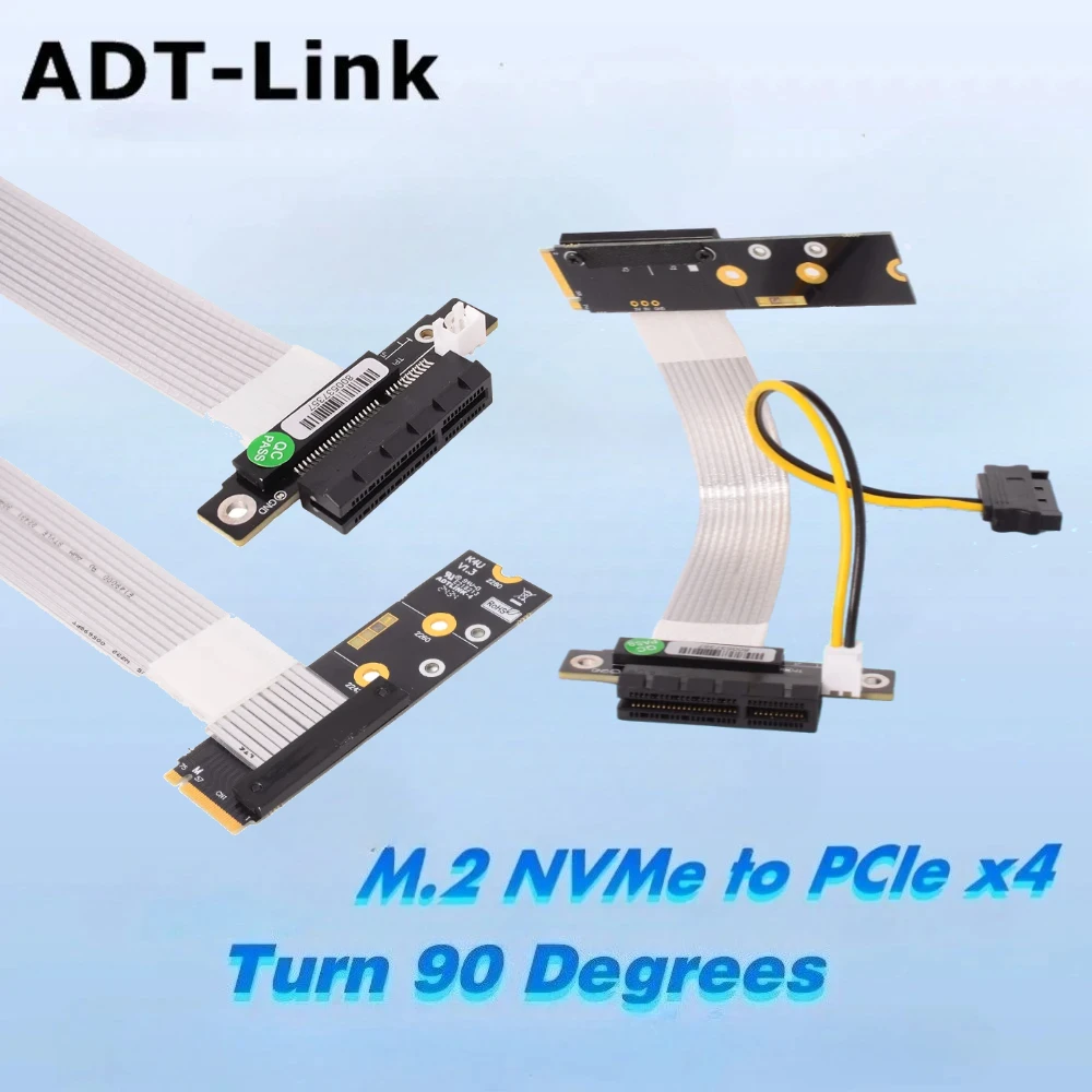 

Перемычка удлинителя M.2 NGFF NVMe к PCIE 4.0 x4 Кабель PCIe 4X с поворотом 90-угольного удлинителя графического процессора Gen4 Графическая видеокарта STX
