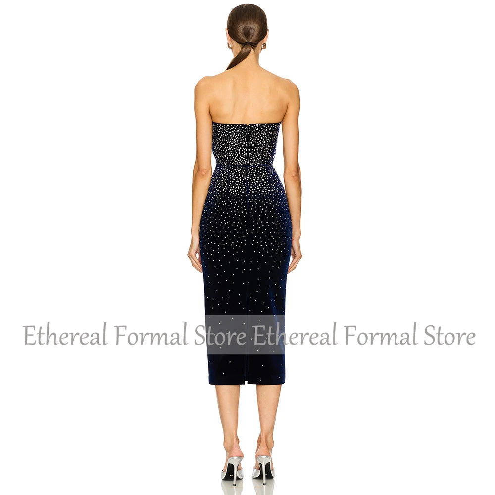 Роскошное черное вечернее платье с бисером, женское платье русалки для выпускного вечера без рукавов с разрезом, торжественное вечернее платье чайной длины, платье в Саудовской Аравии