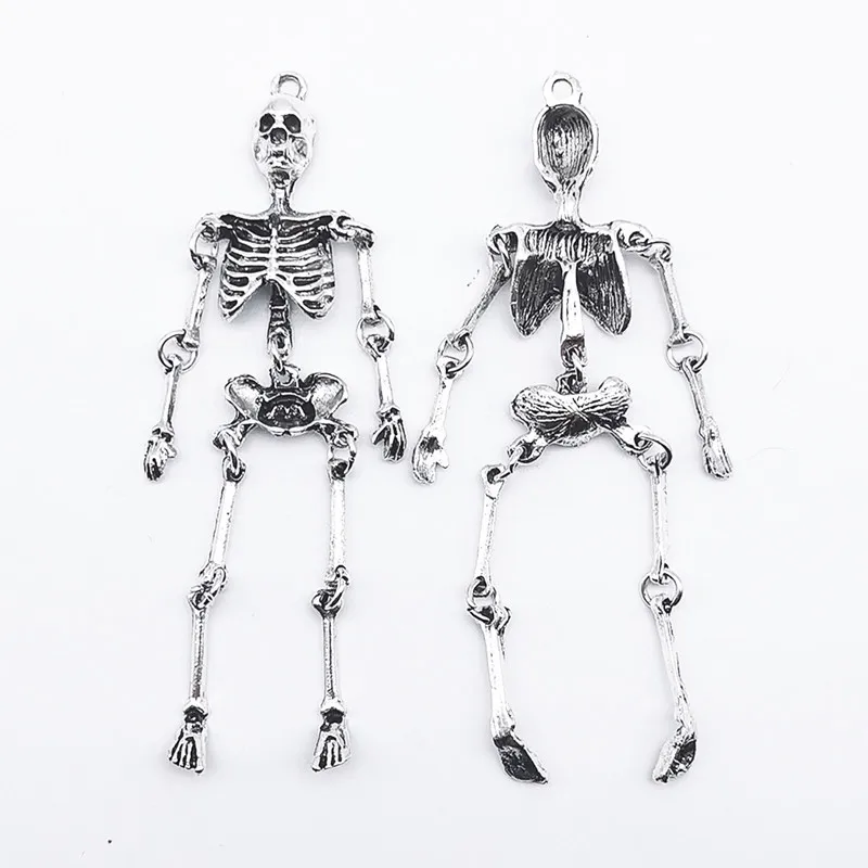 2/5/10PCS Retro Skull Skeleton Pendant DIY Alloy Pendant Halloween Accessories Key Chain Decorative Accessories view 5