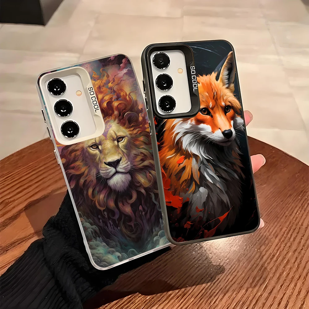 Lion Fox Soft Edge Hard Shell Phone Case for Samsung Galaxy A15 A16 A17 A22 A25 A26 A30 A31 A32 A33 A34 A53 5G Cover Fundas Bags