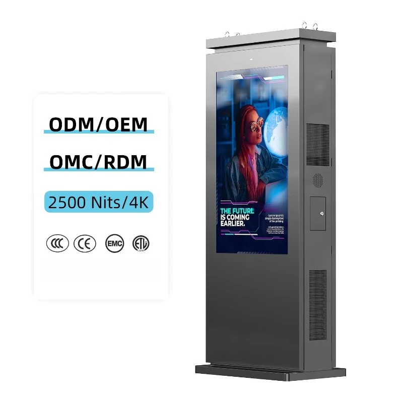 65Inch Double Sided Outdoor Digital Poster Enclosure High Brightness IP66 Metal Glass Built-In