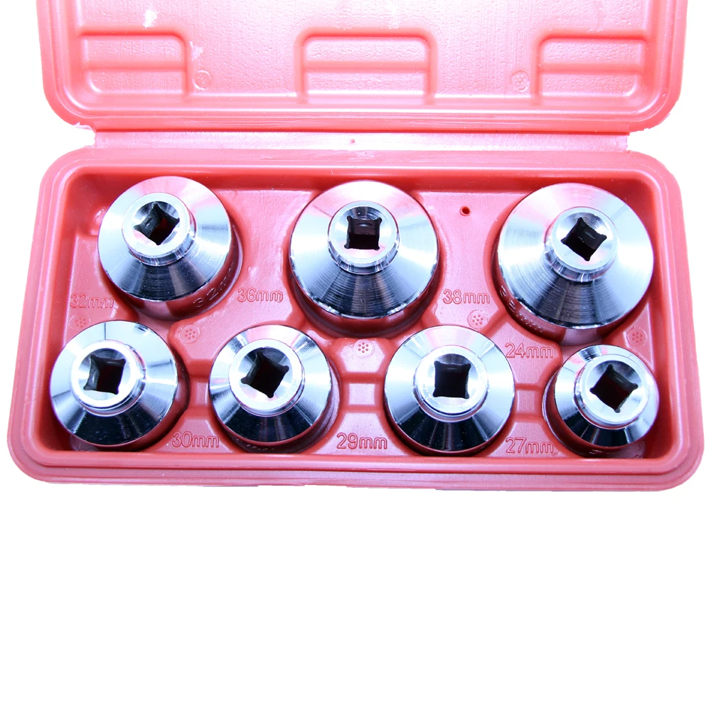 MacWork Oil Filter Cap Wrench Metric 7-Piece Socket Set Tool Kit 24mm to 38mm for Oil Filter Cap