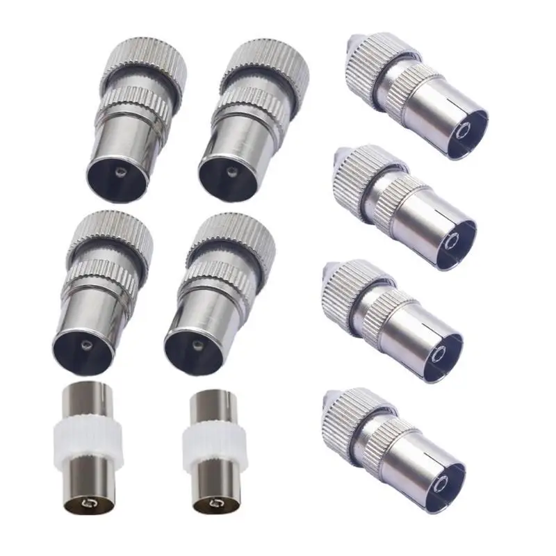 

652F Упаковка из 10 шт. адаптеров для коаксиального кабеля, набор разъемов «папа» и «мама» для кабельного шнура